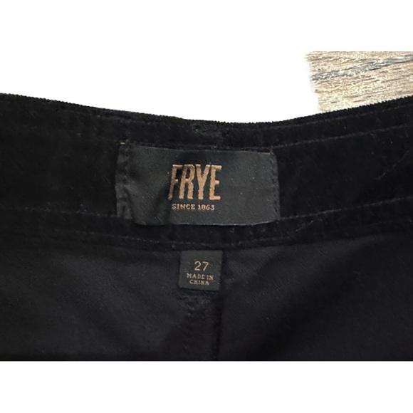 Frye Nadia Black Velvet Cropped Wide Leg Pants Size 27 Cotton Pockets Velour - Picture 4 of 13